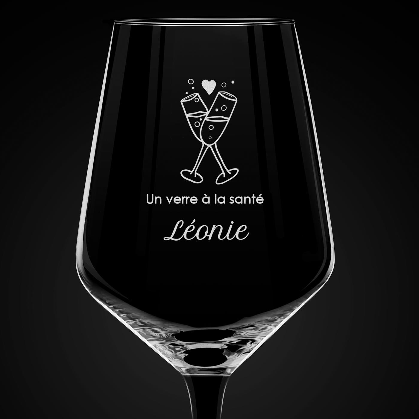 Verre à vin à pied noir avec gravure pour enterrement de vie de jeune fille