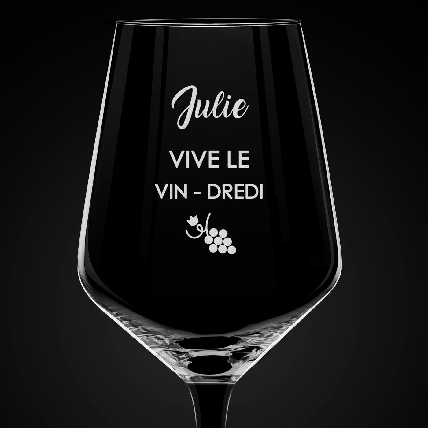 6 verres à vin à pied noir avec gravure pour l’anniversaire d'une femme exceptionnelle 