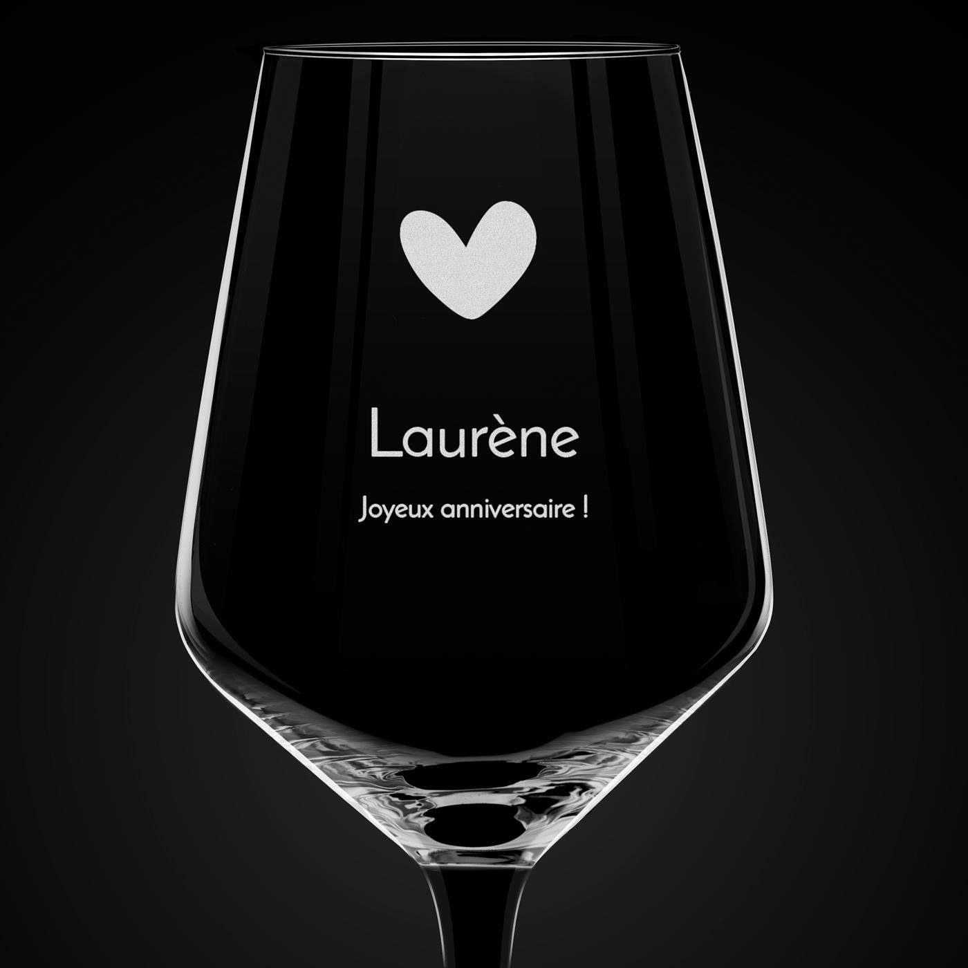 6 verres à vin à pied noir avec gravure pour l'anniversaire d'une copine