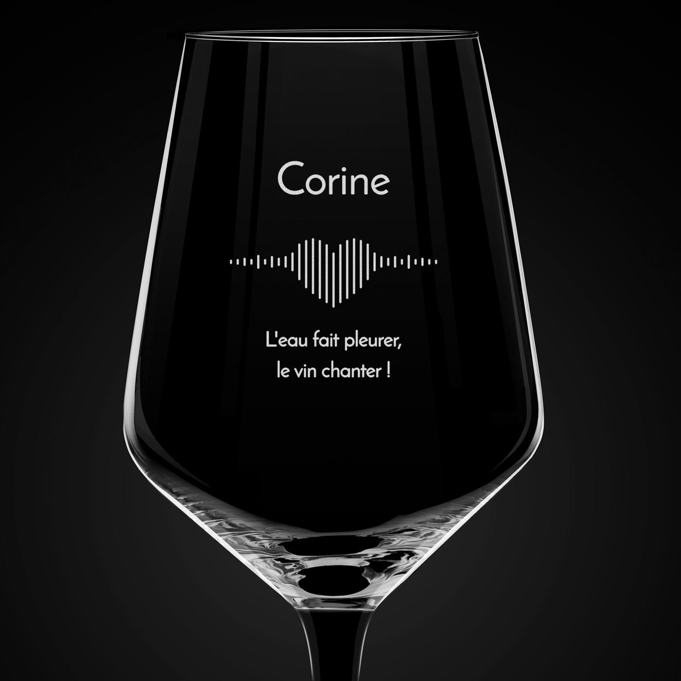6 verres à vin à pied noir avec gravure pour une copine