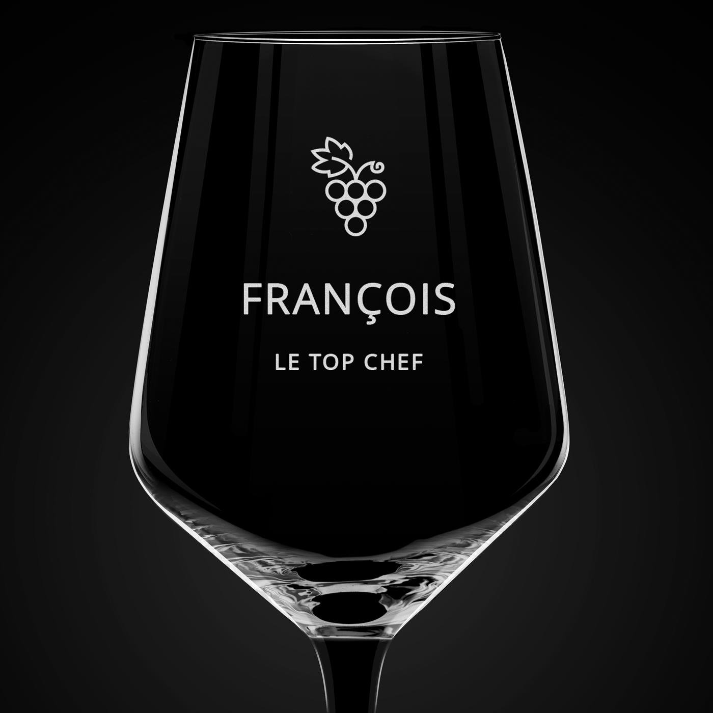 6 verres à vin à pied noir avec gravure pour un connaisseur de goût