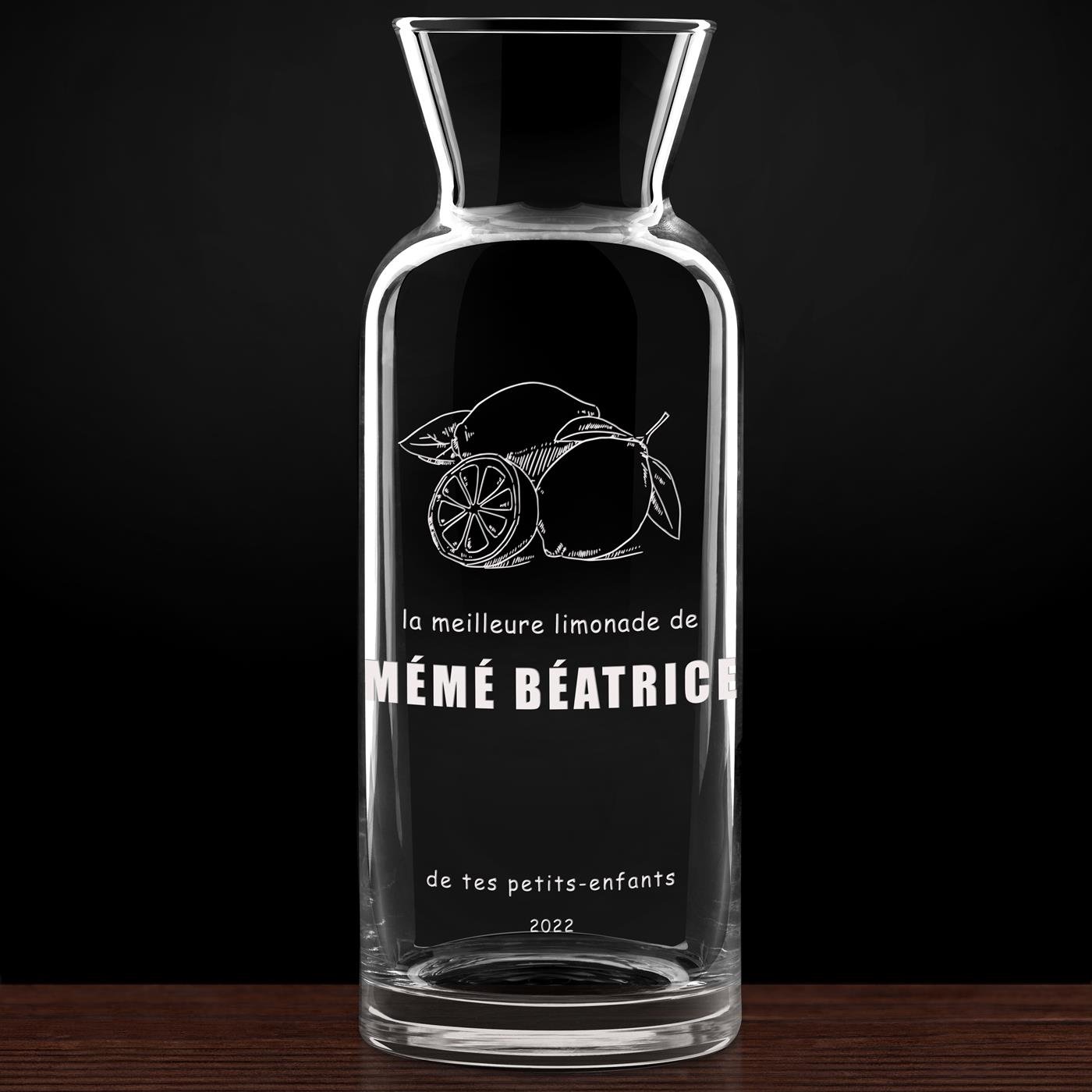 Carafe à eau en verre avec gravure pour mamie pour son anniversaire