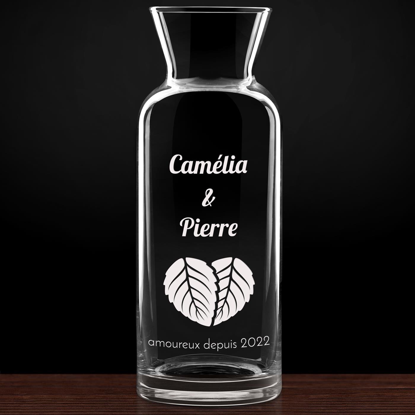 Carafe à eau en verre personnalisée pour elle et pour lui pour l'anniversaire de mariage