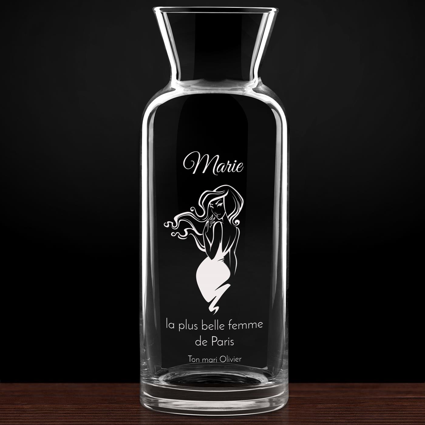 Carafe à eau en verre avec gravure pour une épouse pour l'anniversaire de mariage
