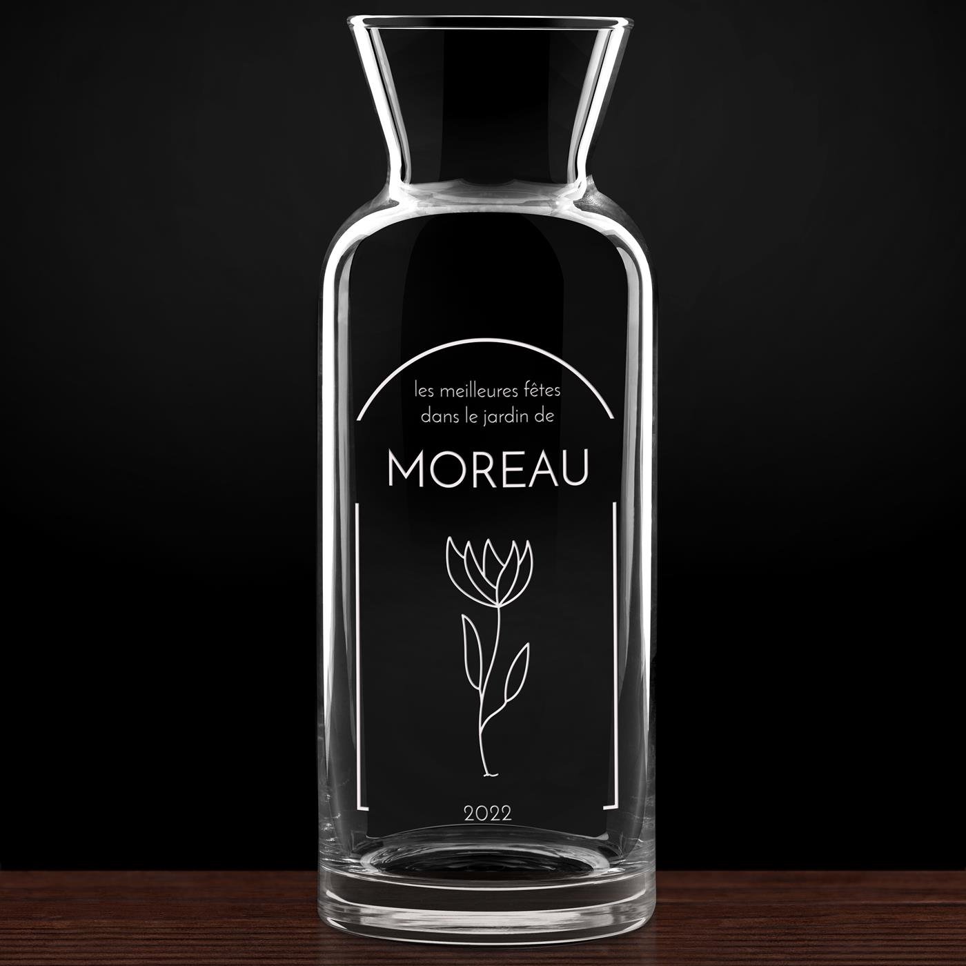 Carafe à eau en verre personnalisée pour un couple pour une crémaillère