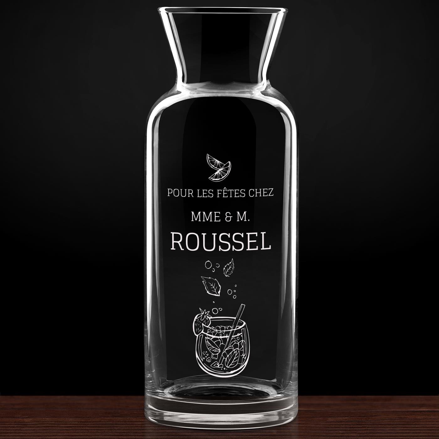 Carafe à eau en verre avec gravure pour elle et pour lui pour une crémaillère