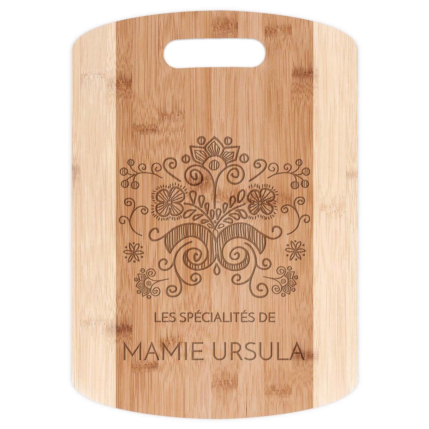 Planche à découper en bambou avec personnalisation pour l'anniversaire de mamie