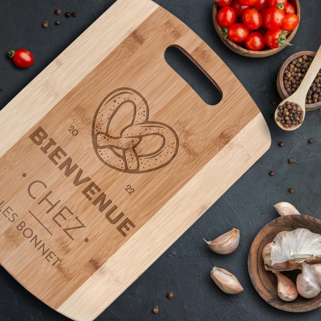 Planche à découper en bambou personnalisable pour un couple pour une crémaillère