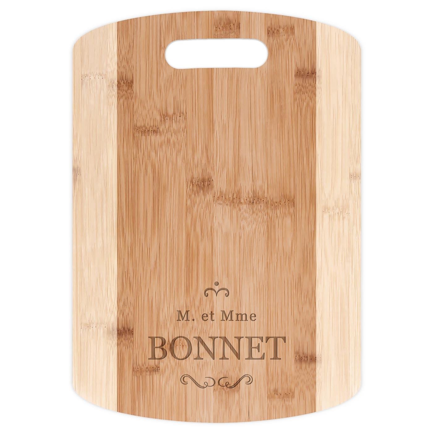 Planche à découper en bambou personnalisable pour un couple