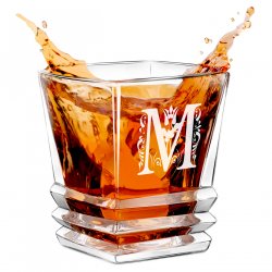 Verre à whisky Geometric avec gravure pour homme et pour femme avec initiale