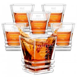 Ensemble de 6 verres à whisky Geometric avec gravure pour frère anniversaire