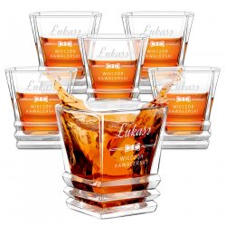 Ensemble de 6 verres à whisky Geometric avec gravure pour futur marié pour enterrement de vie de garçon