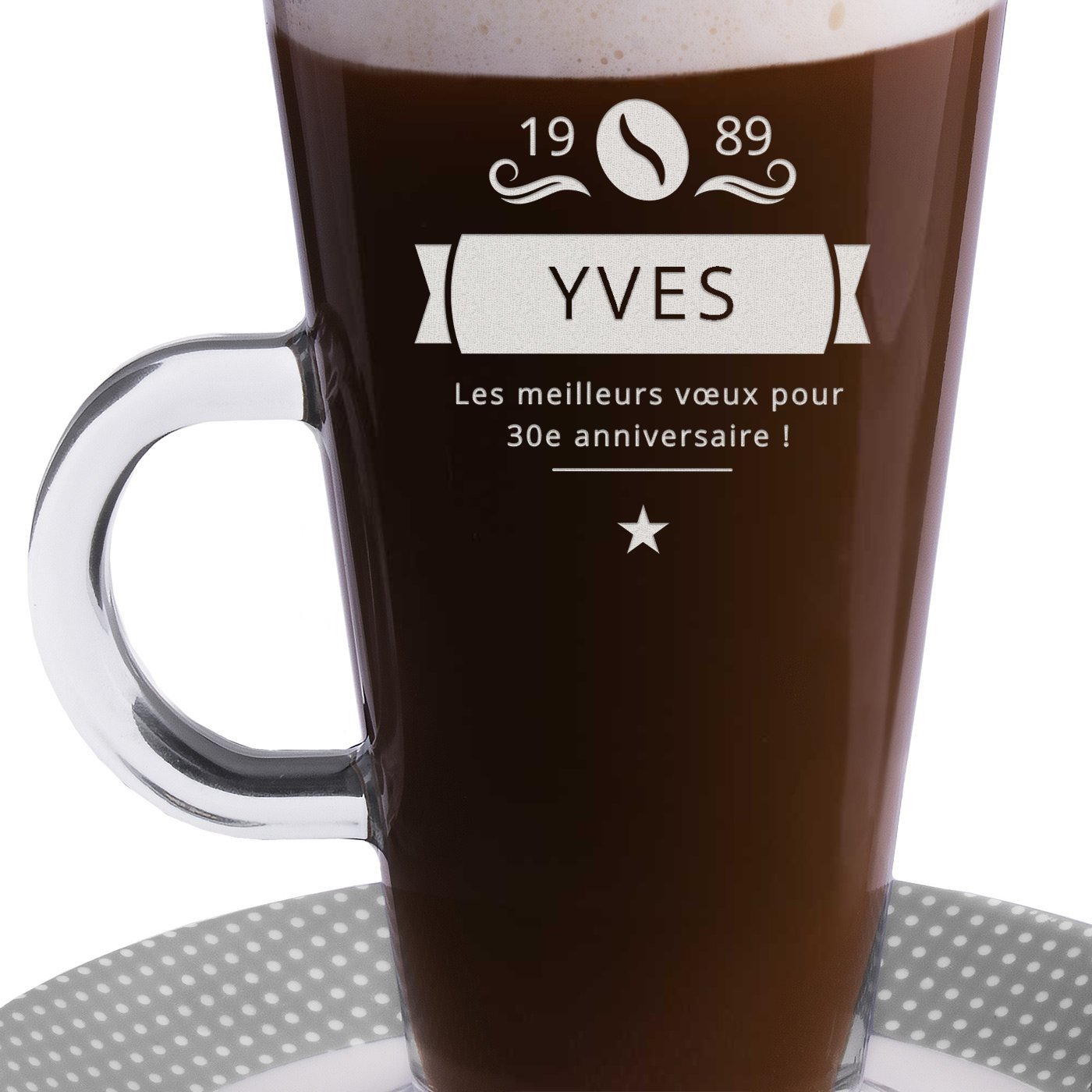 Verre à café avec gravure pour un homme pour son 30e anniversaire