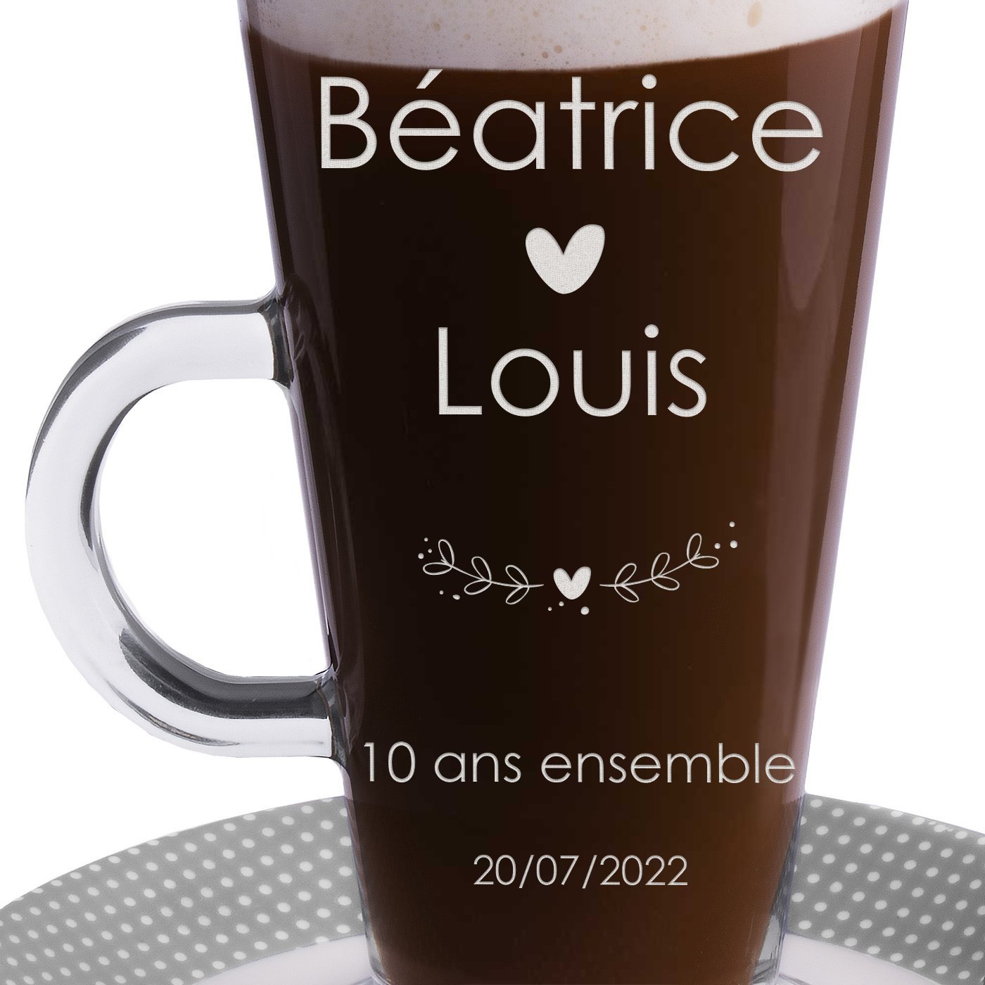 Verre à café personnalisé pour un couple pour 10 ans de mariage