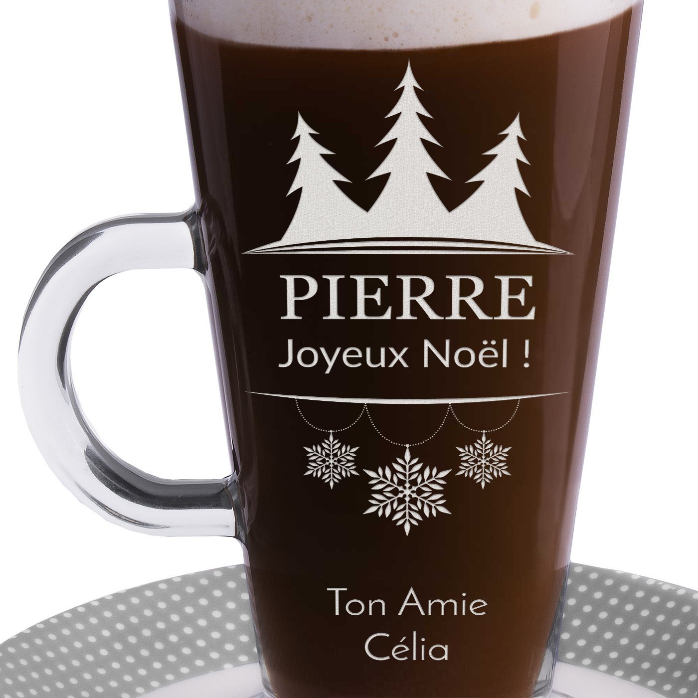 Verre à café avec gravure pour un ami pour Noël