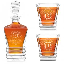 Ensemble Carafe Geometric et 2 verres avec gravure pour lui promotion travail