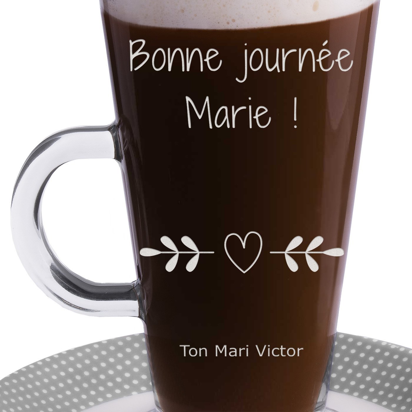 Verre à café avec gravure pour une femme pour l'anniversaire de mariage