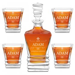 Ensemble Carafe Geometric et 4 verres avec gravure pour homme millésime