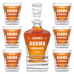 Ensemble Carafe Geometric et 6 verres avec gravure pour homme pour son anniversaire
