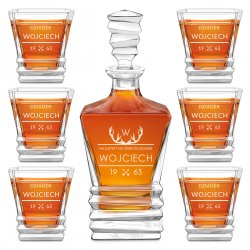 Ensemble Carafe Geometric et 6 verres avec gravure pour grand-père pour son anniversaire