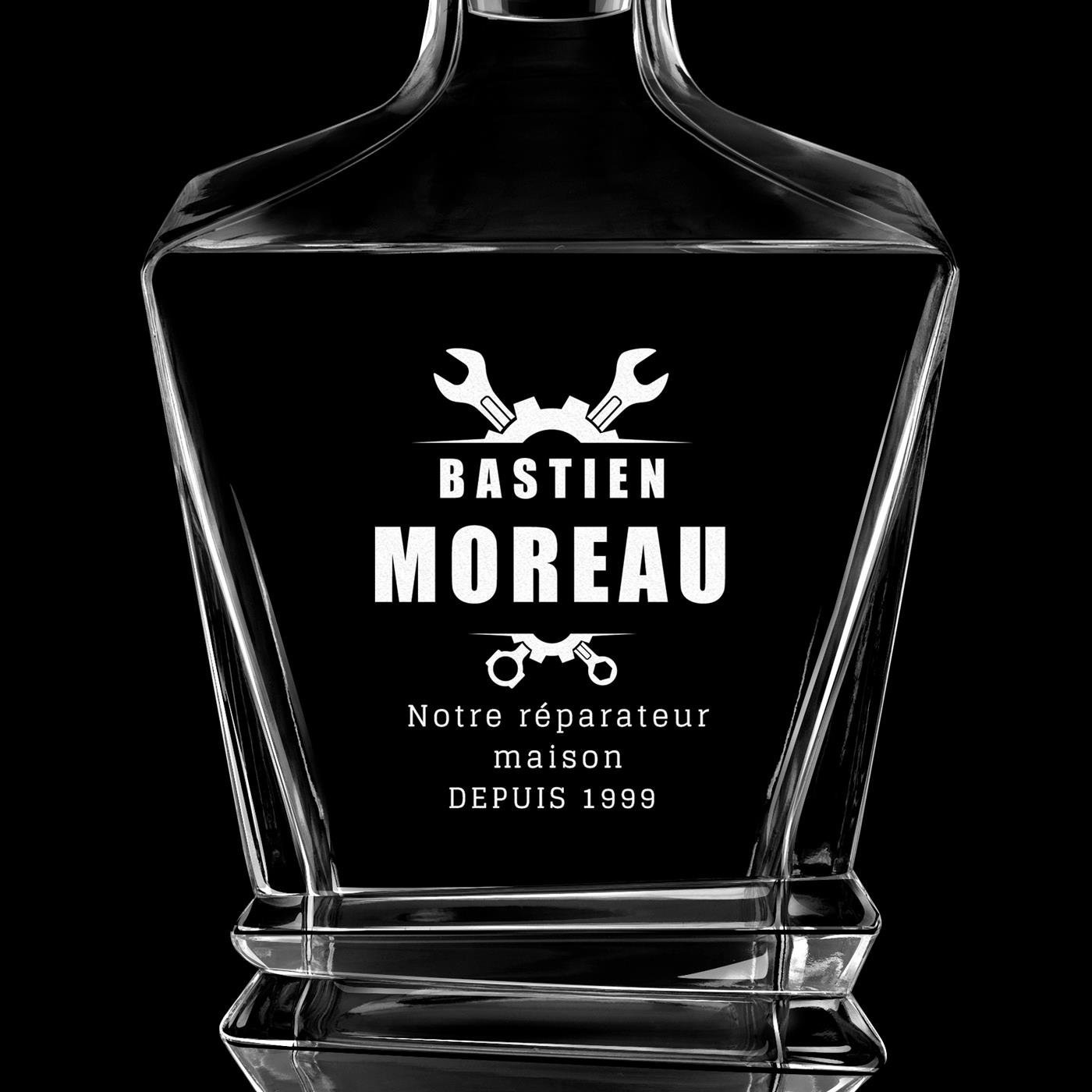 Carafe Geometric avec gravure pour un mécanicien