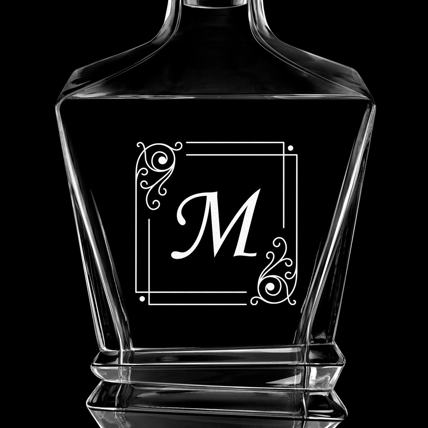 Carafe Geometric avec gravure initiale pour connaisseur de whisky