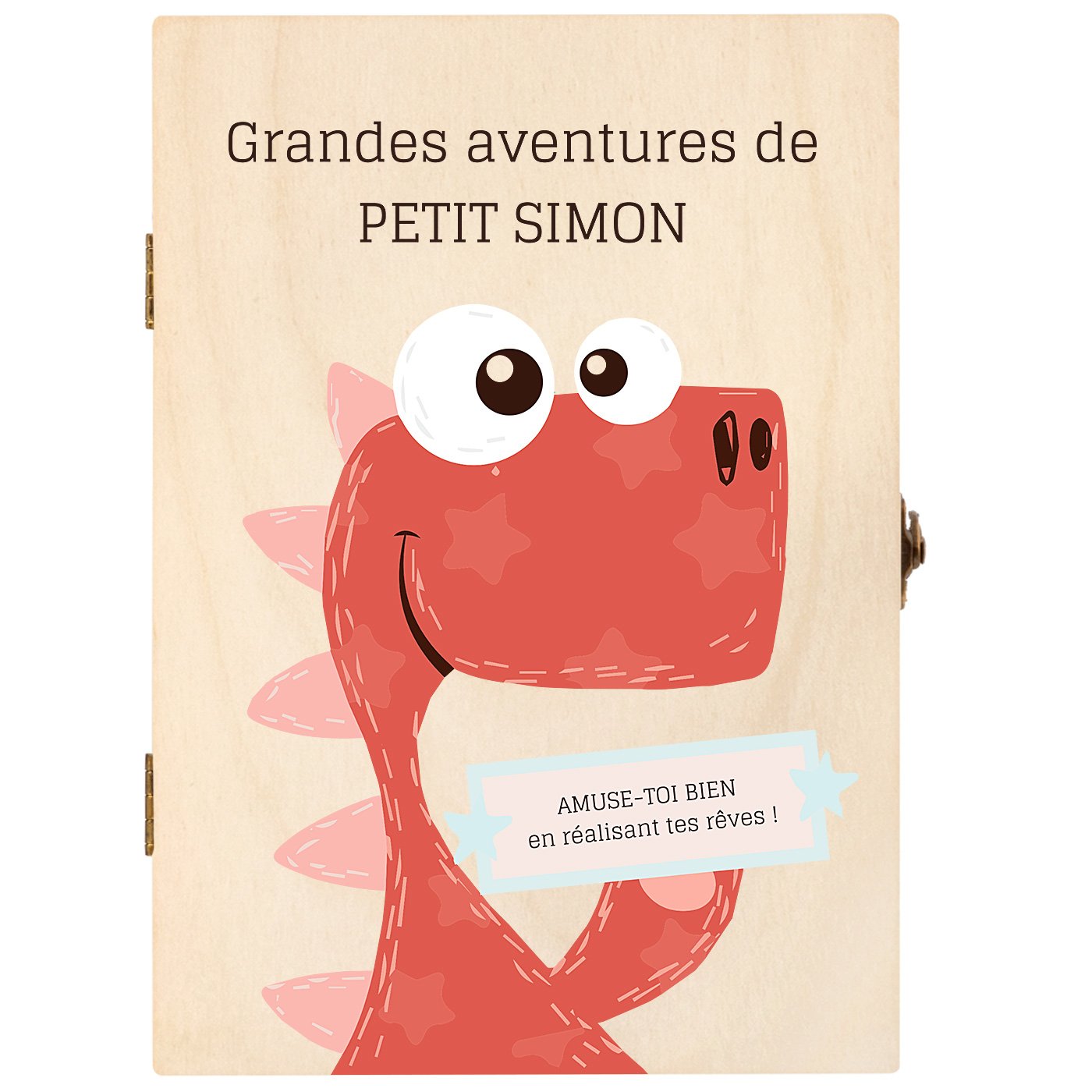 Set de couverts pour enfant avec coffret en bois et impression pour garçon dinosaure
