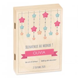 Set de couverts pour enfant avec coffret en bois et impression pour fille naissance étoiles