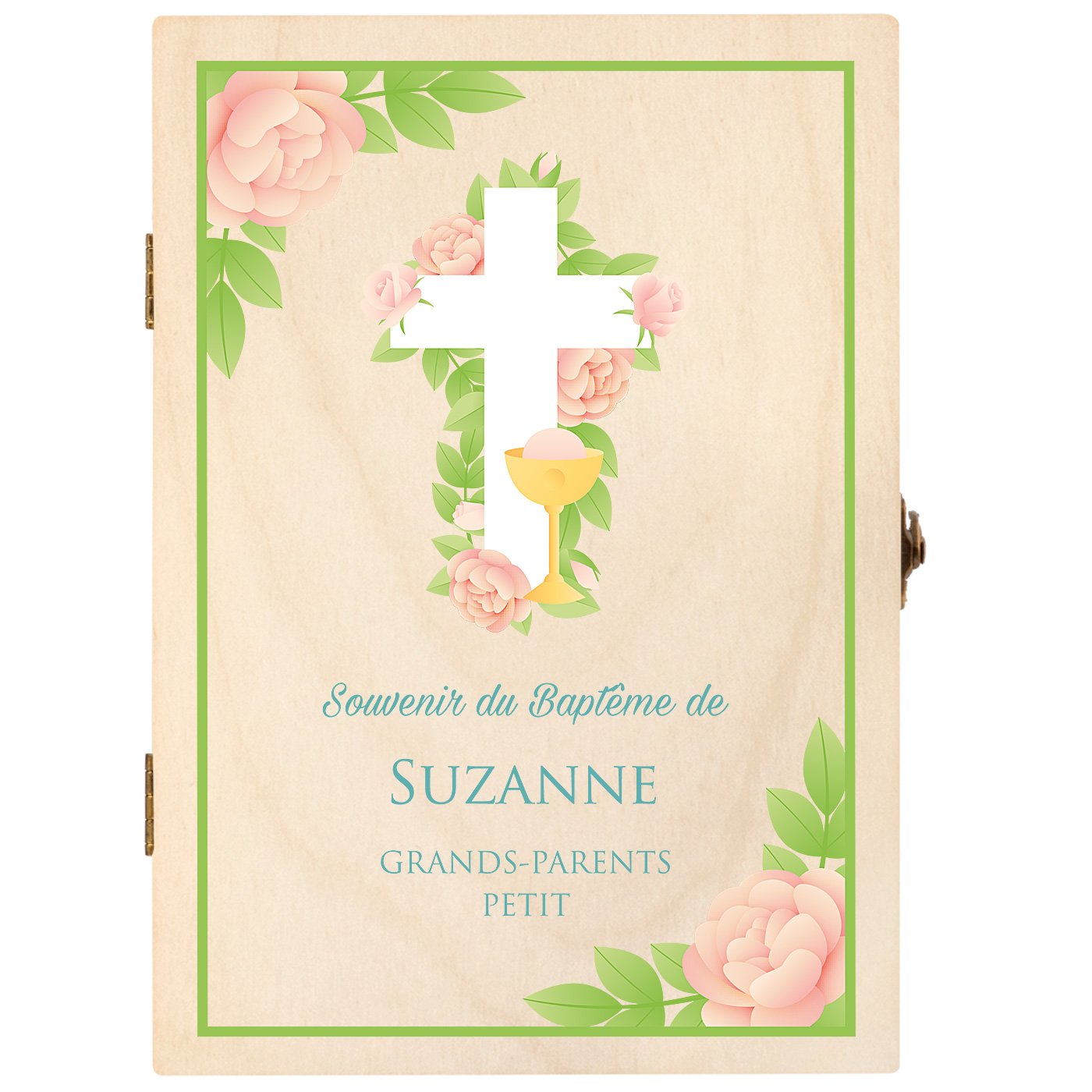 Set de couverts pour enfant avec coffret en bois personnalisé pour fille baptême