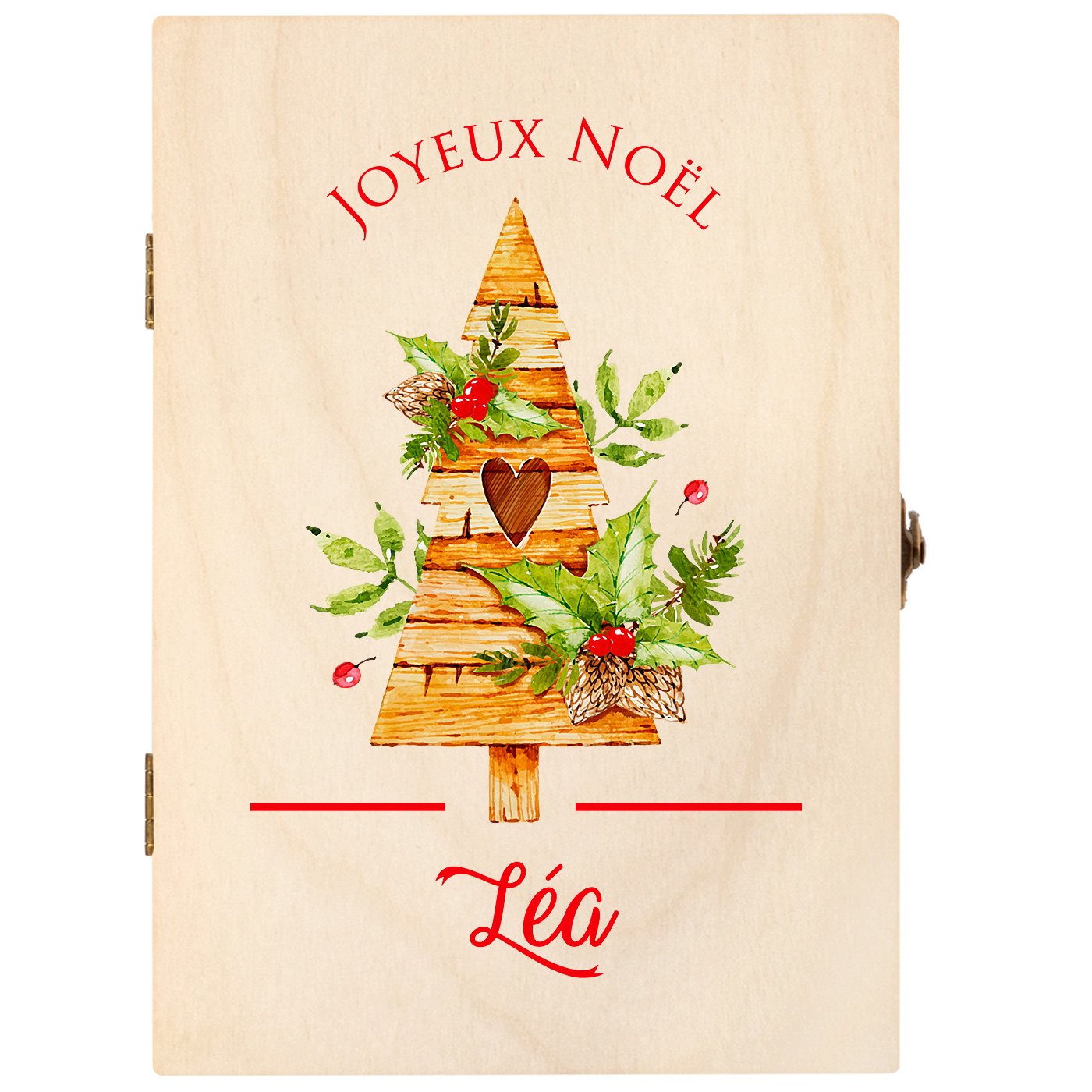 Set de couverts pour enfant dans coffret en bois avec impression pour fille noel