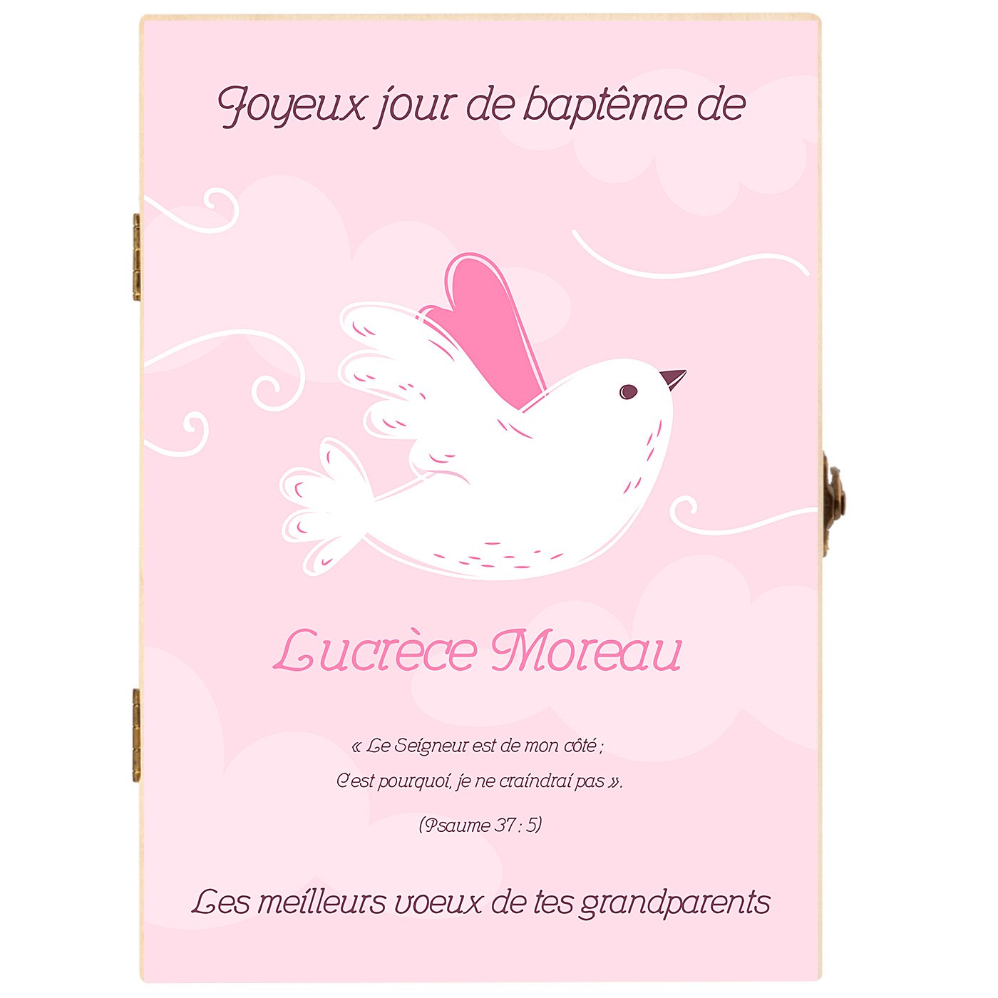 Set de couverts pour enfant dans coffret en bois avec impression fille bapteme 