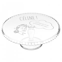 Présentoir à gâteau sur pied en verre personnalisé pour l'anniversaire d'une copine