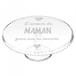 Présentoir à gâteau sur pied en verre personnalisé pour la fête des mères