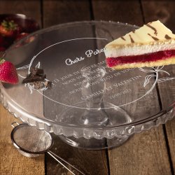 Présentoir à gâteau sur pied en verre personnalisé pour parents pour remerciement de mariage