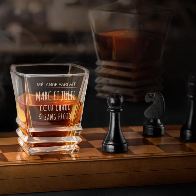 Ensemble de 6 verres à whisky Geometric avec gravure pour un couple amoureux