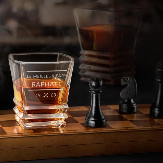Ensemble de 6 verres à whisky Geometric avec gravure pour grand-père pour son anniversaire
