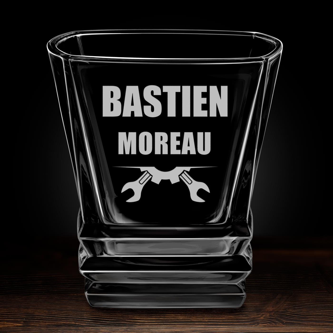 Ensemble de 6 verres à whisky Geometric avec gravure pour homme mécanicien bricoleur