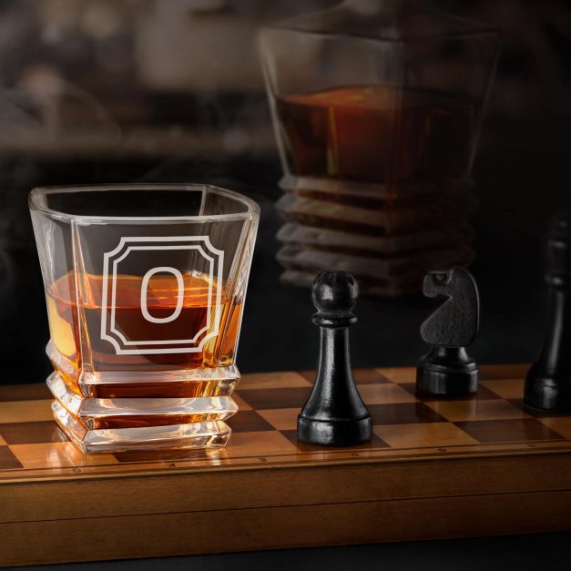 Ensemble de 6 verres à whisky Geometric avec gravure pour lui initiale
