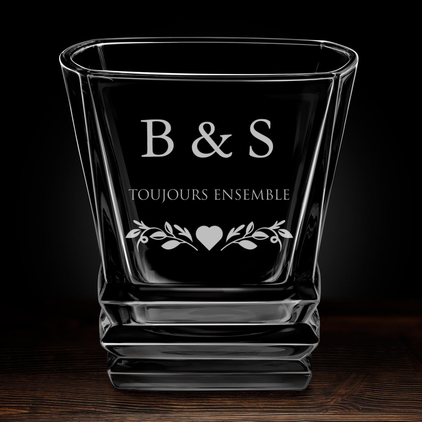 Verre à whisky Geometric avec gravure pour couple