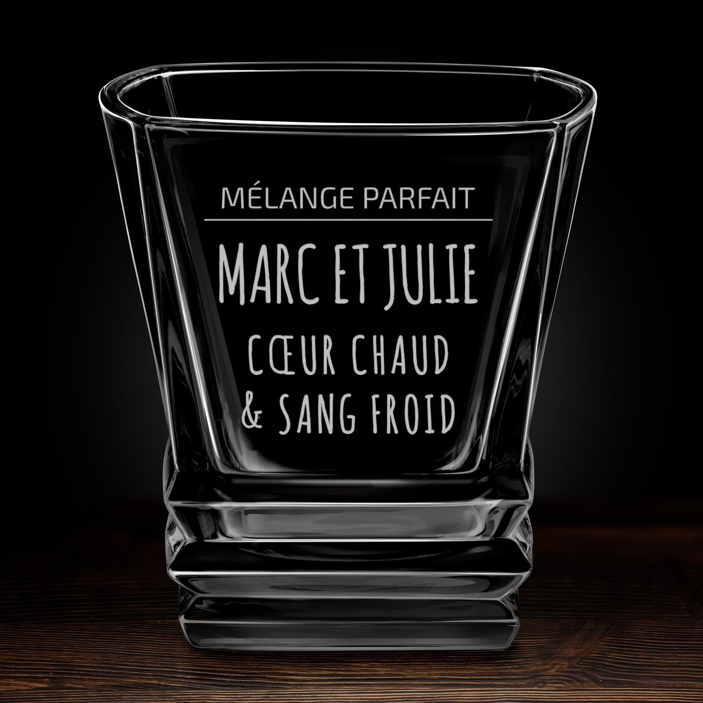 Verre à whisky Geometric avec gravure pour un couple amoureux