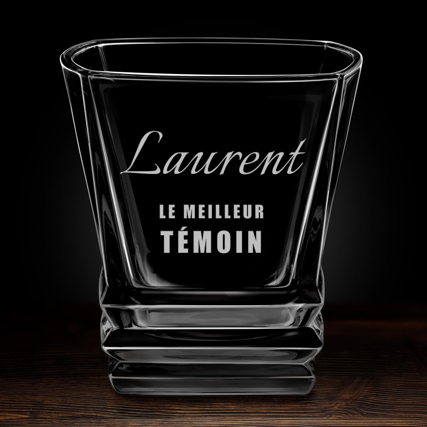 Verre à whisky Geometric avec gravure remerciement pour témoin de mariage
