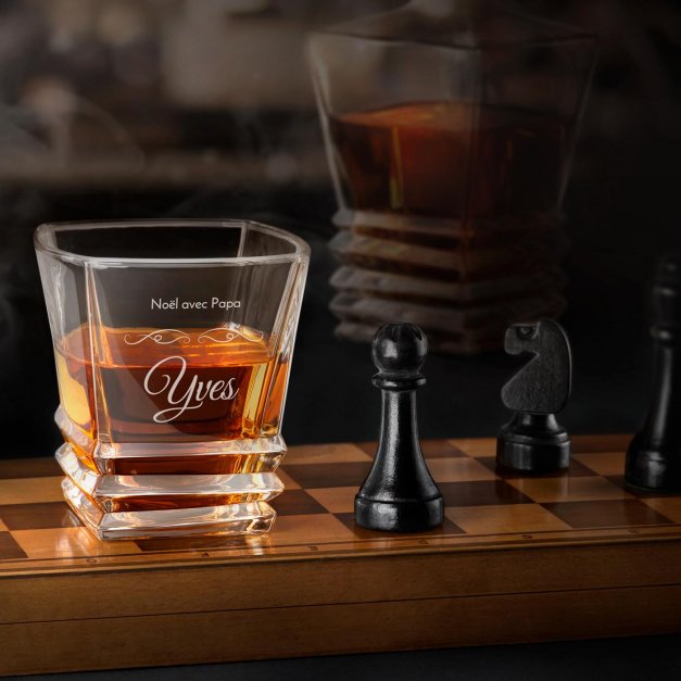 Verre à whisky Geometric avec gravure pour papa pour Noël