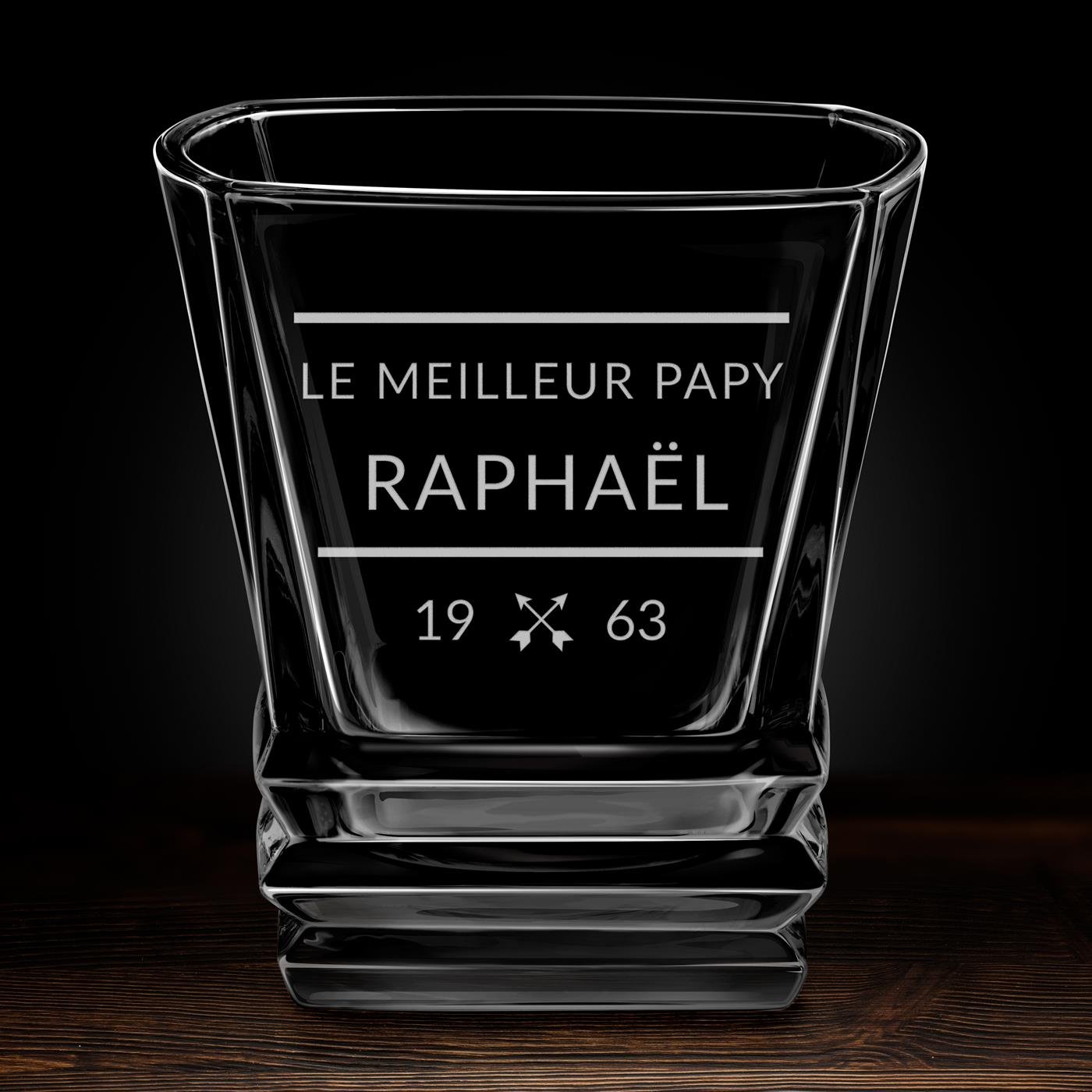 Verre à whisky Geometric avec gravure pour grand-père pour son anniversaire