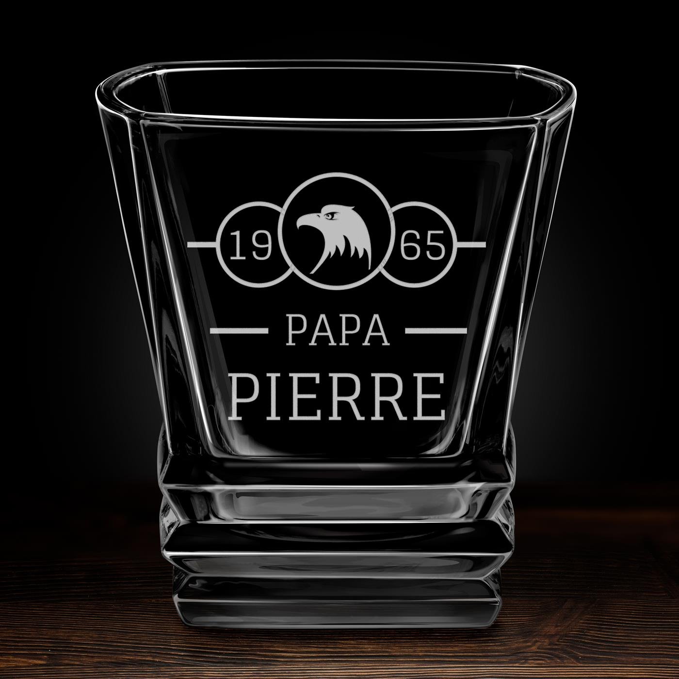 Verre à whisky Geometric avec gravure pour papa pour son anniversaire
