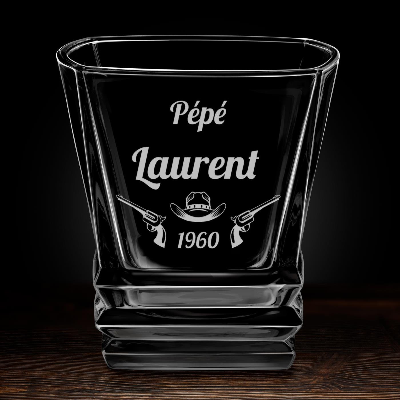 Verre à whisky Geometric avec gravure pour papy pour son anniversaire