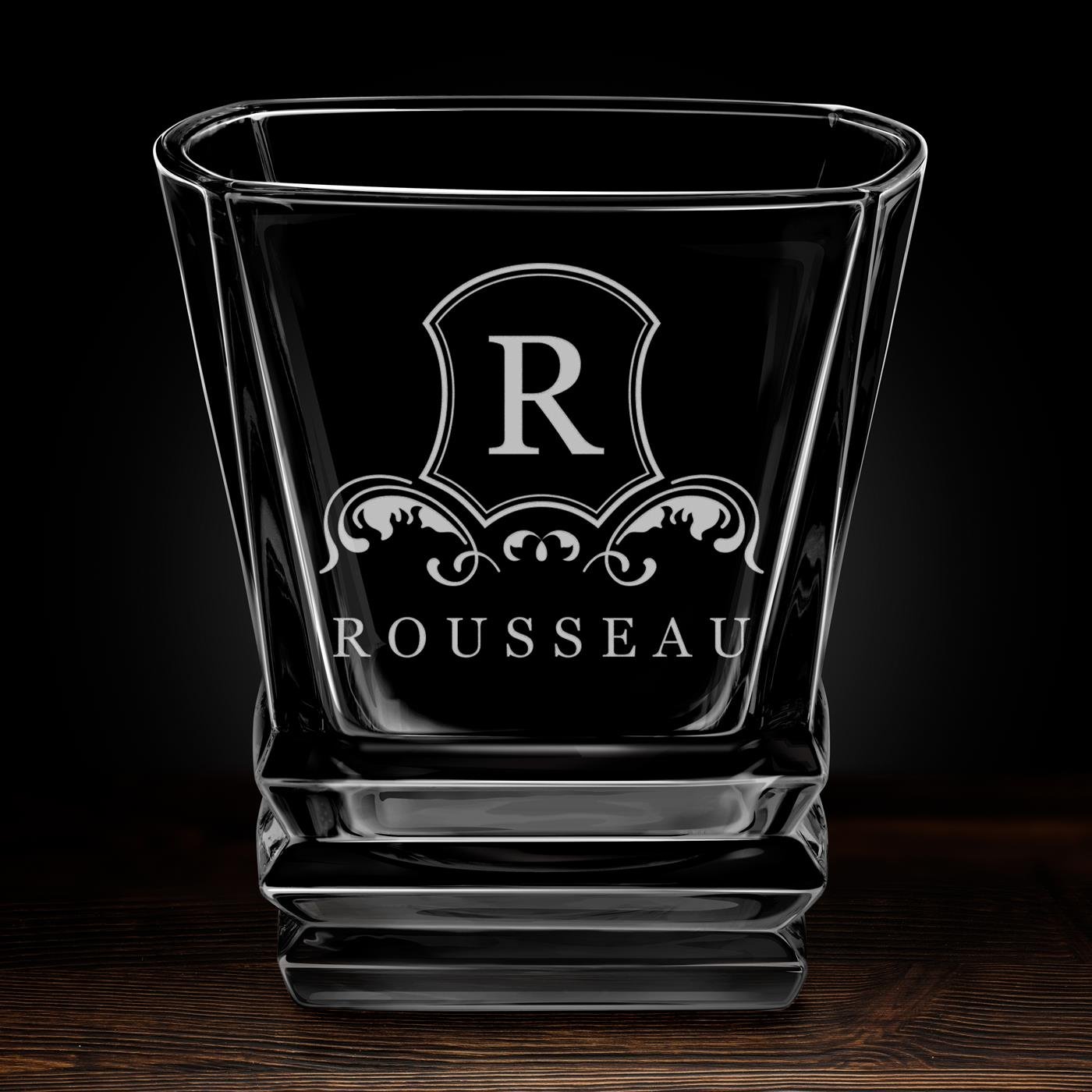 Verre à whisky Geometric avec nom et initiale gravés