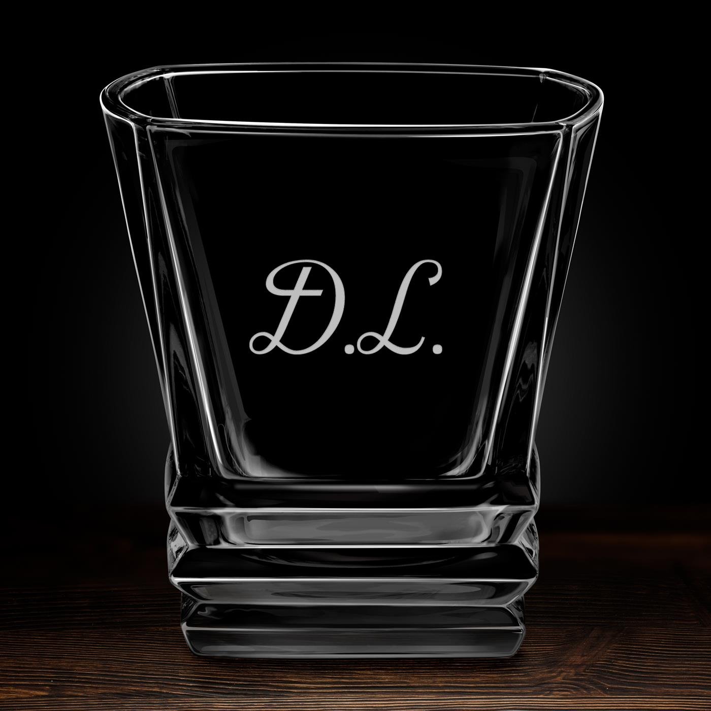 Verre à whisky Geometric avec gravure pour lui pour elle avec initiales