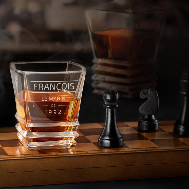 Verre à whisky Geometric avec gravure pour lui pour marin pour son anniversaire