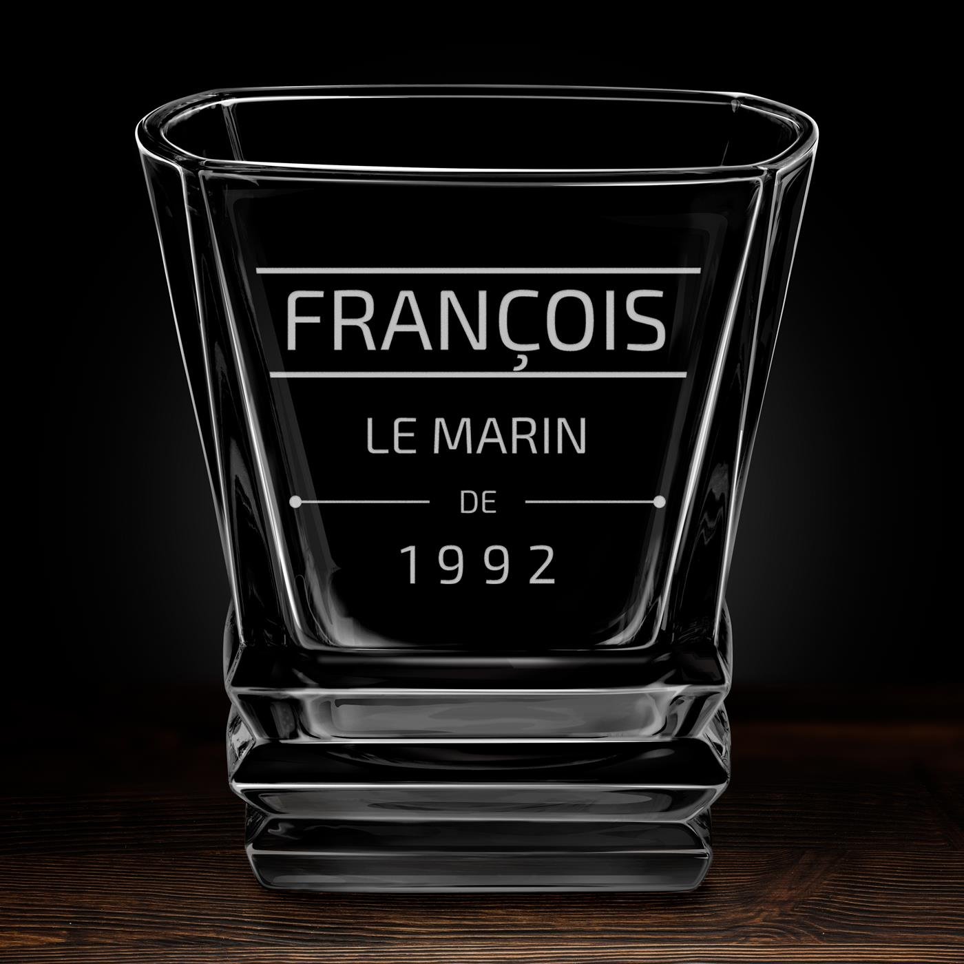 Verre à whisky Geometric avec gravure pour lui pour marin pour son anniversaire