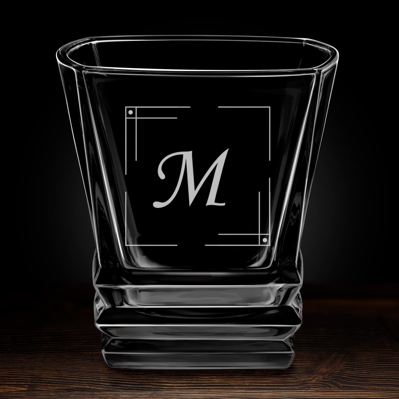 Verre à whisky Geometric avec votre initiale gravée